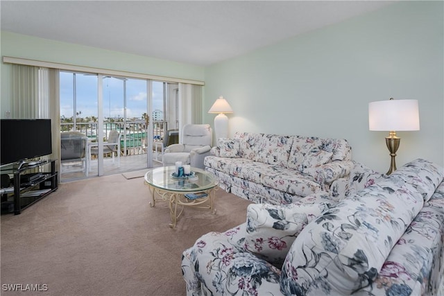 living room featuring carpet floors