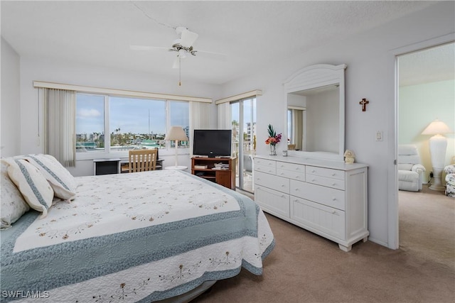 bedroom featuring carpet and ceiling fan