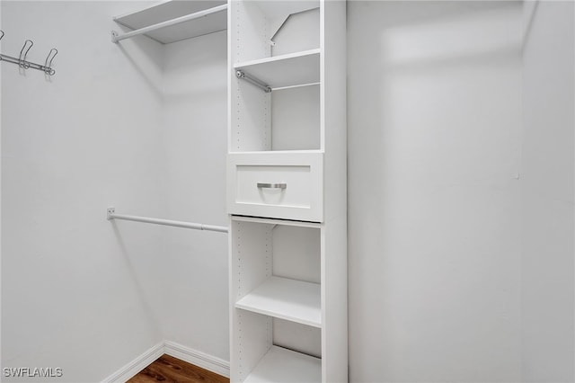 walk in closet featuring hardwood / wood-style floors