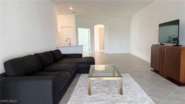 view of tiled living room