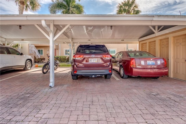 view of parking featuring a carport