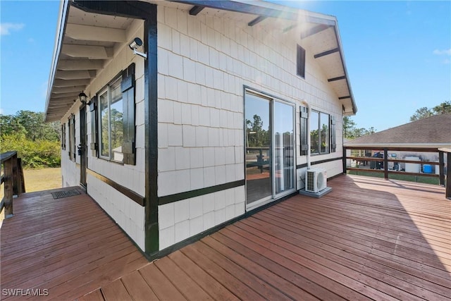 wooden deck with ac unit