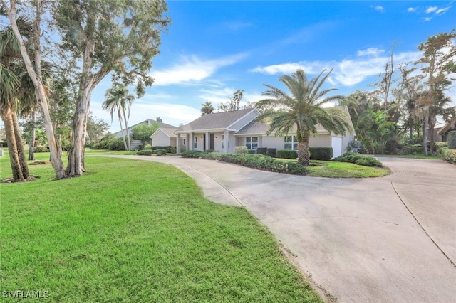 ranch-style house featuring a front lawn