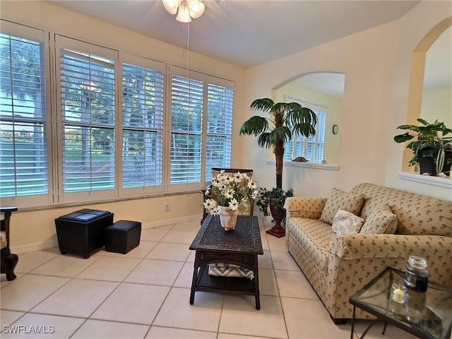 view of tiled living room