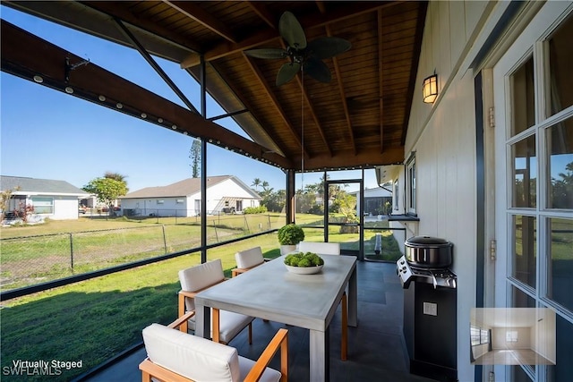 view of patio / terrace featuring ceiling fan