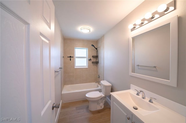 6080 Park Rd, Fort Myers, FL 33908 - full bath with toilet, vanity, shower / bath combination, and wood finished floors