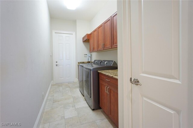 laundry room featuring cabinets and washing machine and dryer