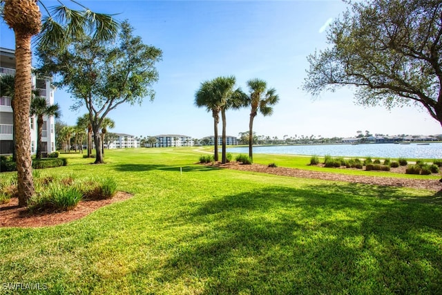 view of yard featuring a water view