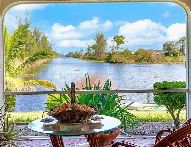 balcony with a water view