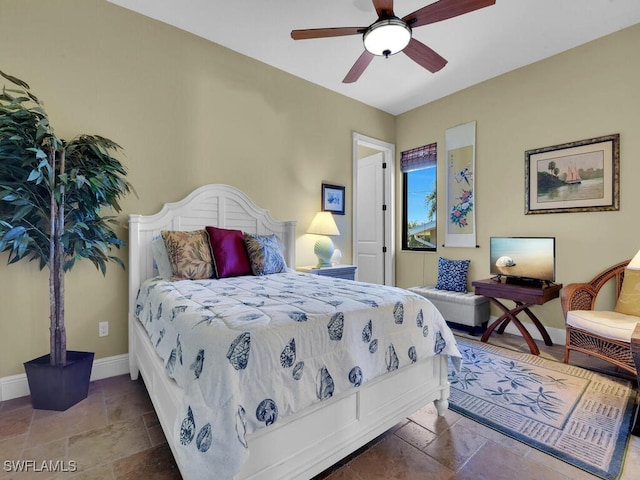 bedroom featuring ceiling fan