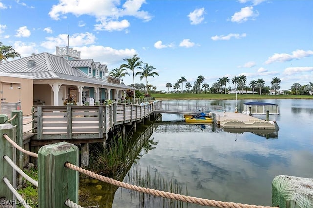 dock area featuring a water view