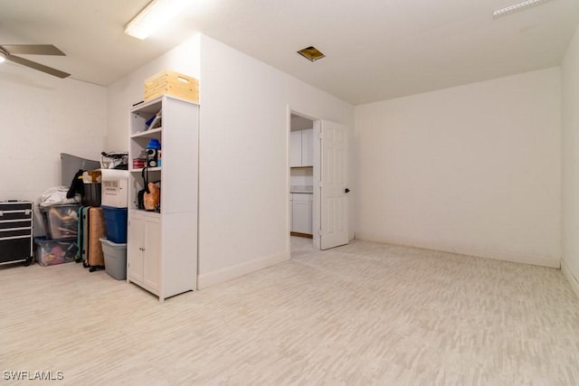 interior space featuring ceiling fan and light hardwood / wood-style flooring