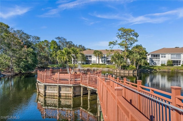 view of dock featuring a water view