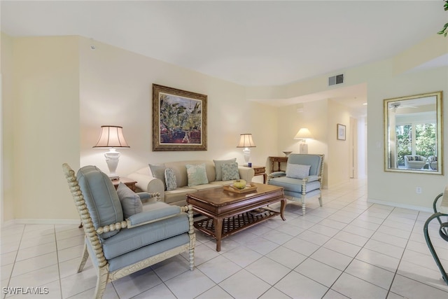 view of tiled living room