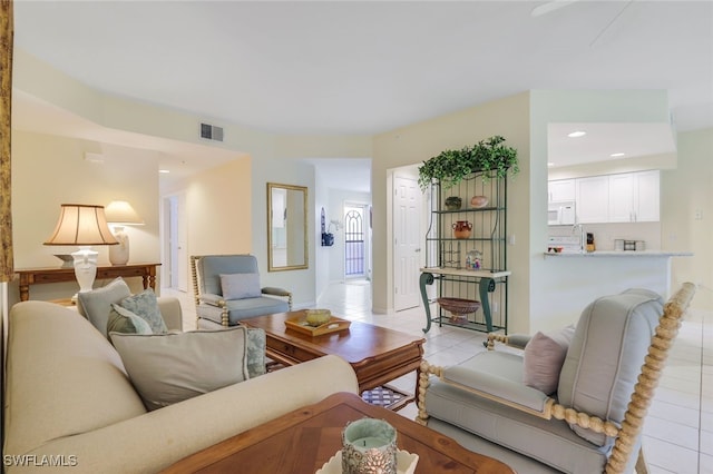 view of tiled living room