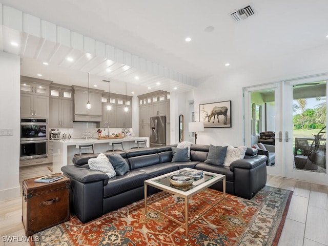 living room with french doors