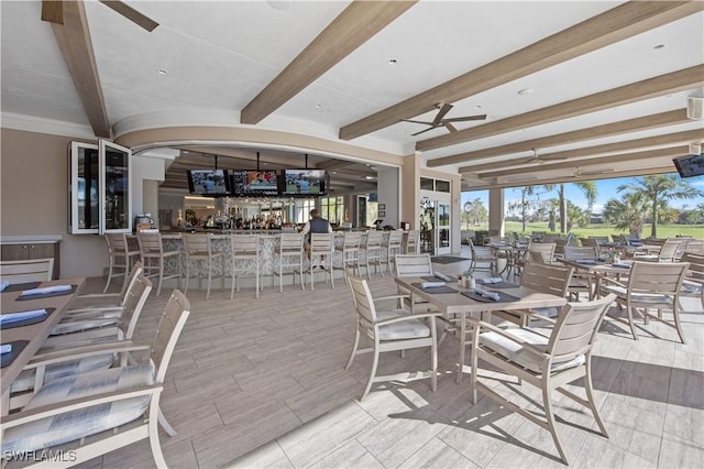 view of patio with ceiling fan