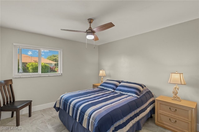 bedroom featuring ceiling fan