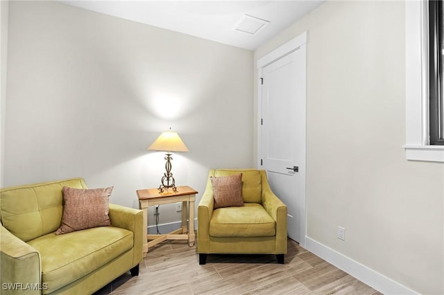 living area featuring light hardwood / wood-style flooring