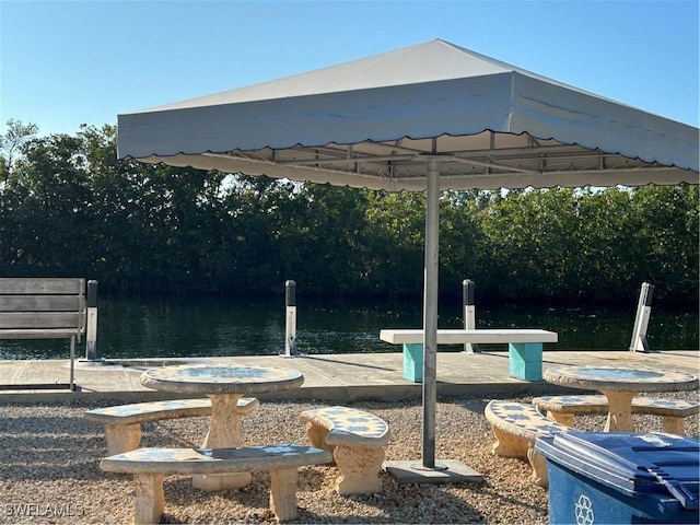 dock area featuring a water view