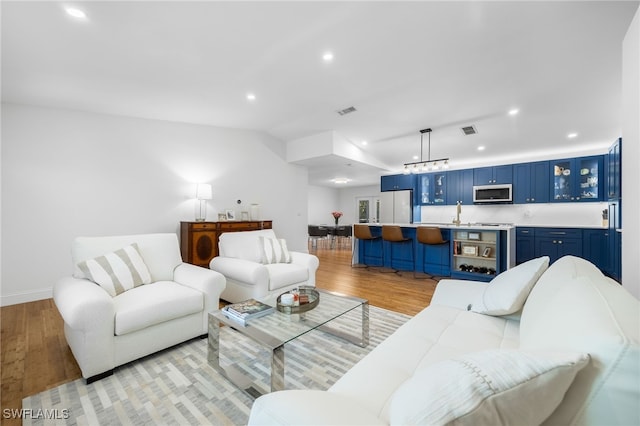 living room featuring light hardwood / wood-style flooring