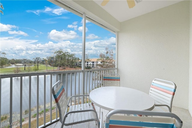 balcony with a water view