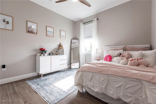 bedroom featuring ceiling fan