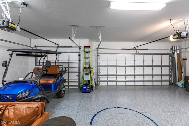 garage with a garage door opener