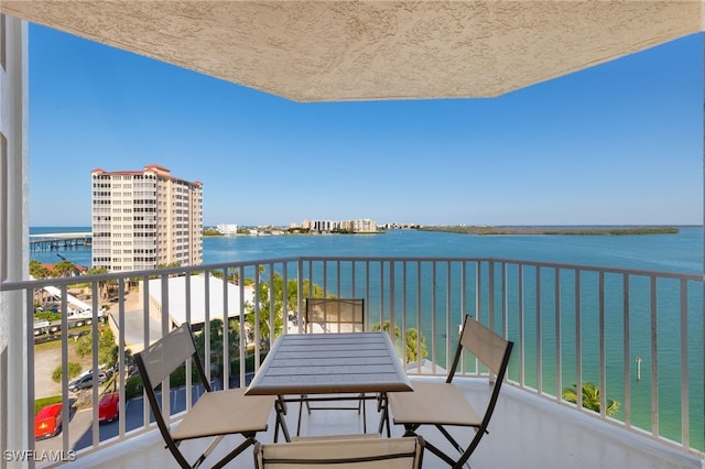 balcony with a water view