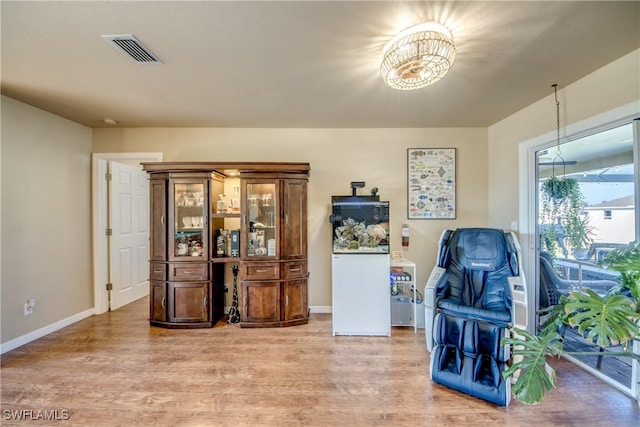 interior space with hardwood / wood-style floors