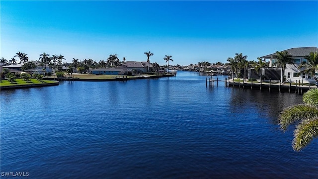 property view of water featuring a dock