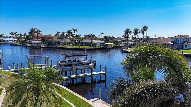 view of dock featuring a water view