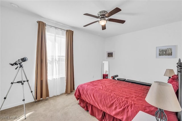 bedroom with carpet and ceiling fan