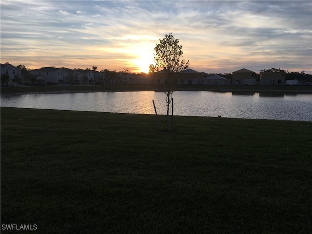 view of water feature with a residential view