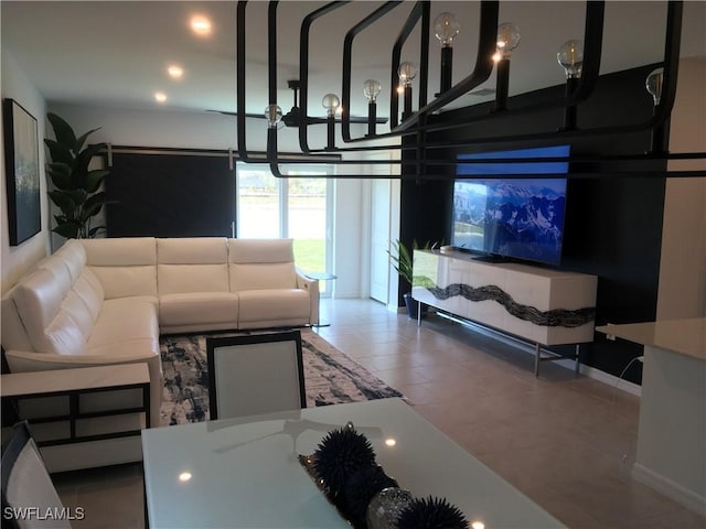 view of tiled living room