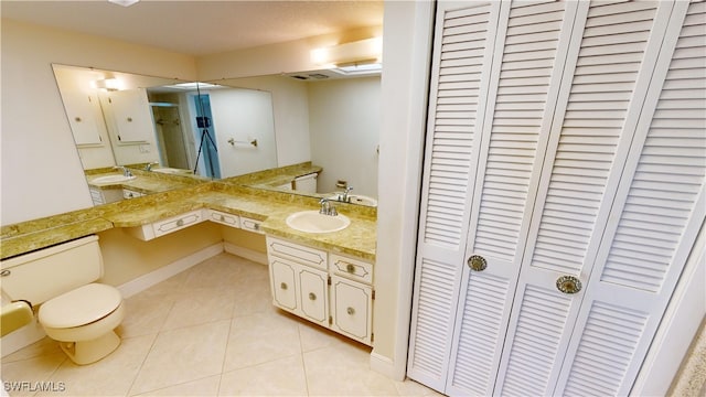 bathroom with tile patterned floors, vanity, and toilet