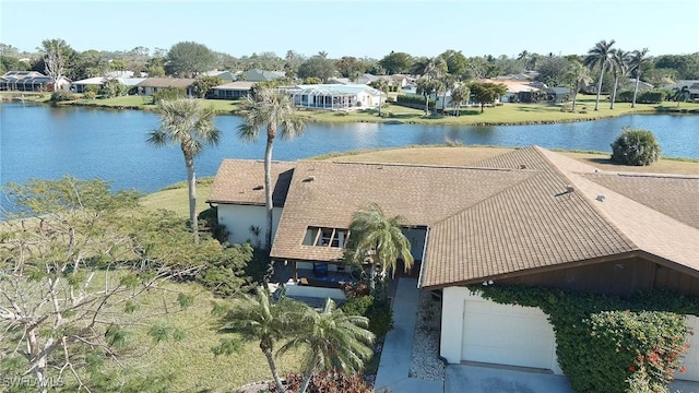 bird's eye view featuring a water view