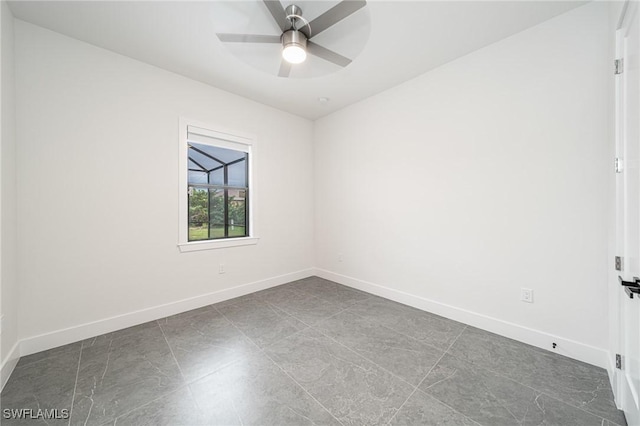 unfurnished room with ceiling fan