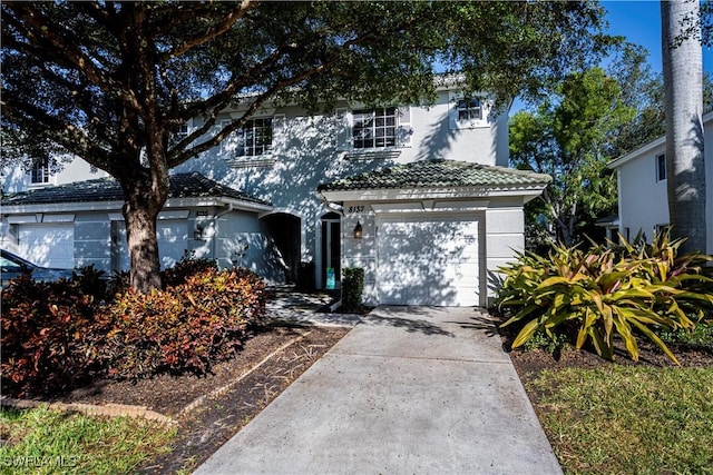 view of front property with a garage