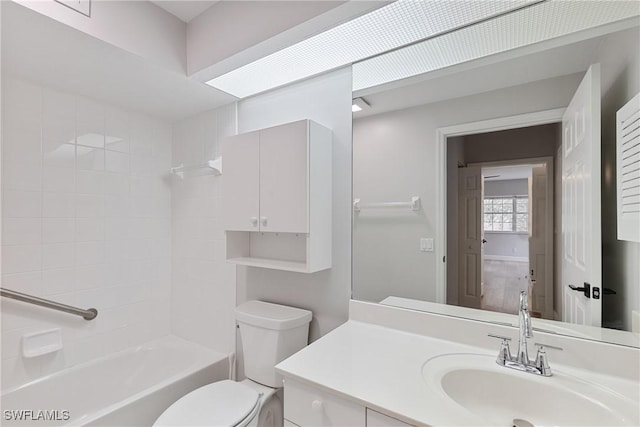 full bathroom featuring vanity, shower / bathtub combination, and toilet