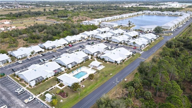 bird's eye view featuring a water view