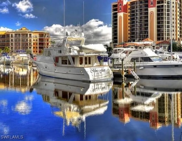 view of dock featuring a water view