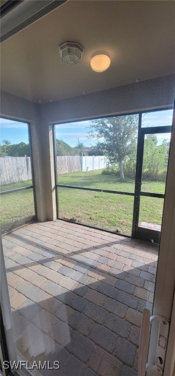 view of unfurnished sunroom