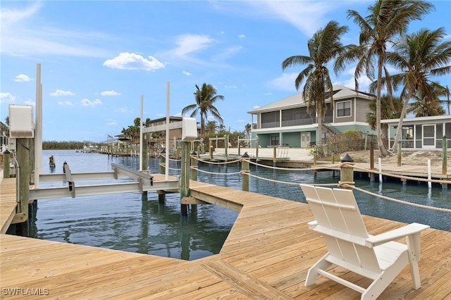 dock area featuring a water view