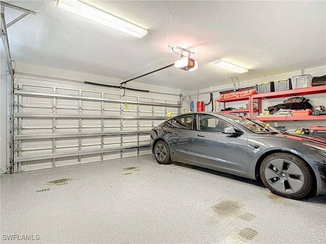 garage with a garage door opener