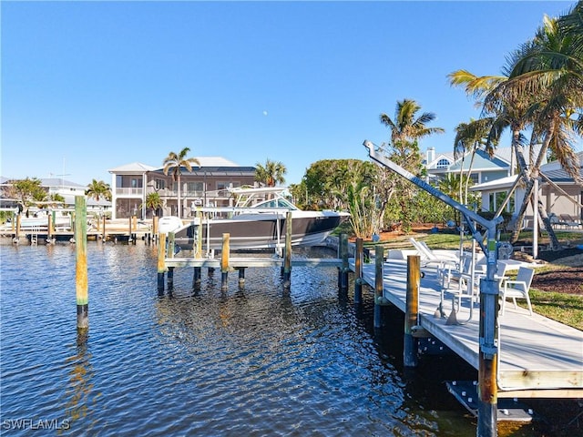 dock area with a water view