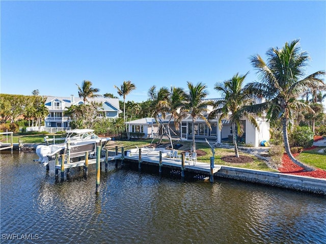 dock area featuring a water view