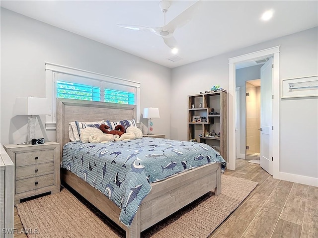 bedroom featuring ceiling fan