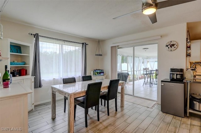 dining area featuring ceiling fan