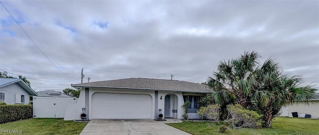 view of front facade with a garage and a front yard